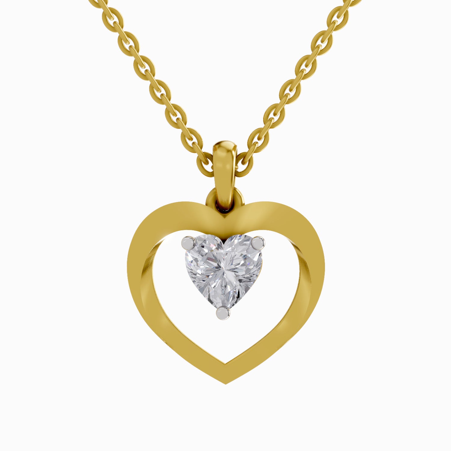 1 Carat Heart Shape Solitaire Diamond Pendant 14K