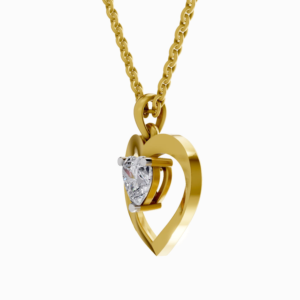 1 Carat Heart Shape Solitaire Diamond Pendant 14K