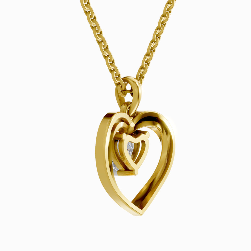 1 Carat Heart Shape Solitaire Diamond Pendant 14K