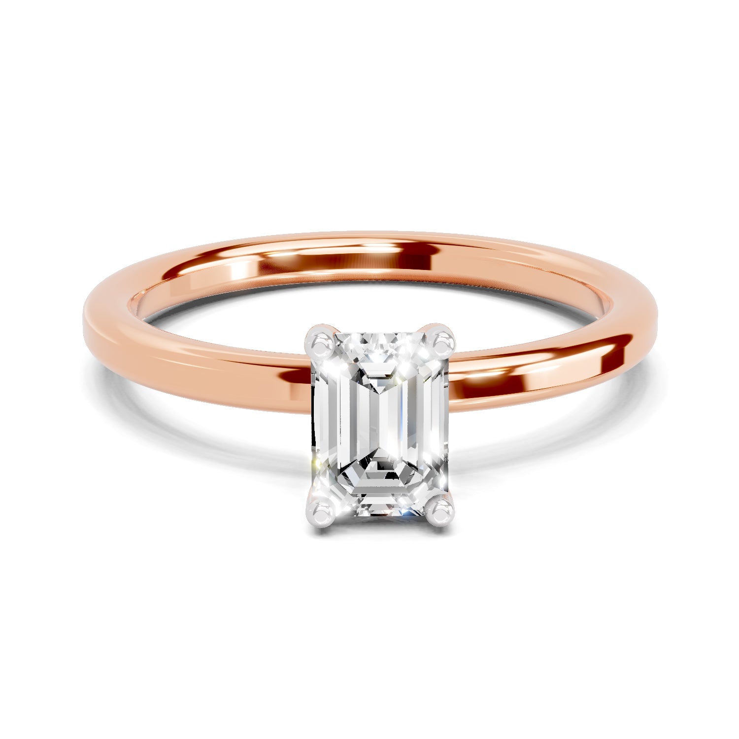 0.75 Ct Emerald Shape Solitaire Diamond Ring