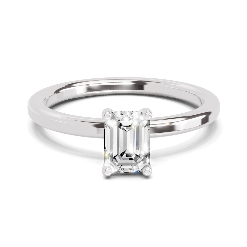 0.75 Ct Emerald Shape Solitaire Diamond Ring