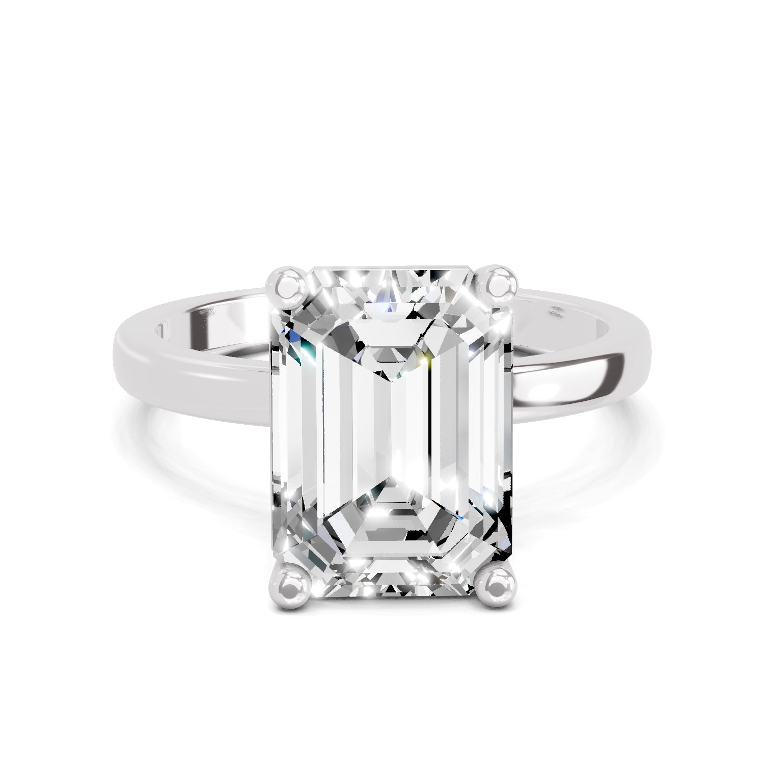 4 Ct Emerald Shape Solitaire Diamond Ring