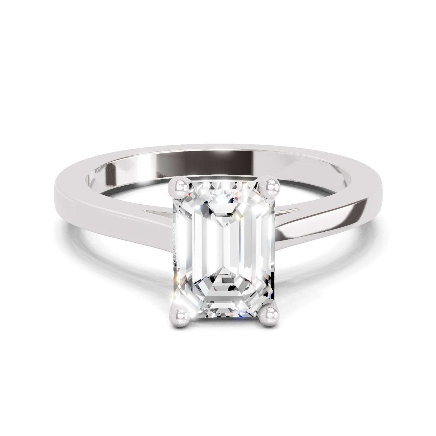 2.1 Ct Emerald Shape Solitaire Diamond Ring