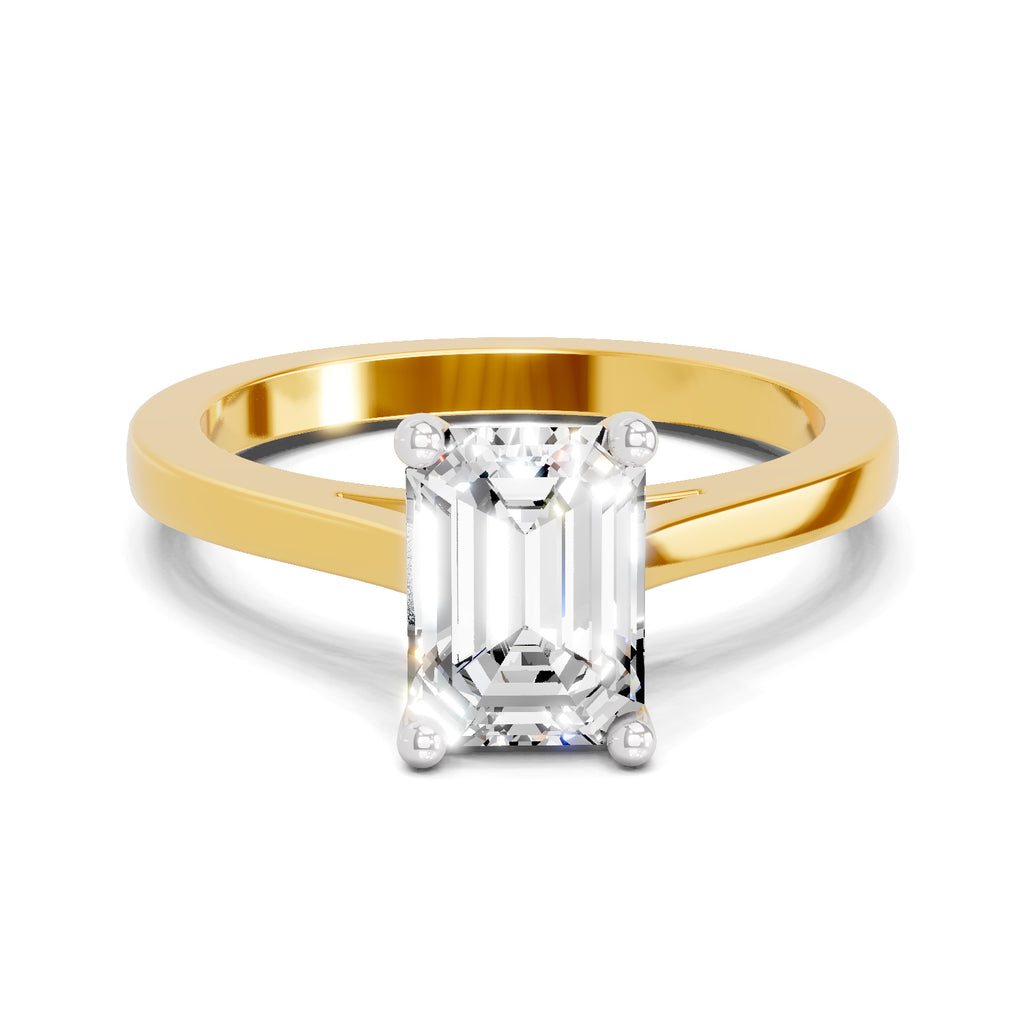 2.1 Ct Emerald Shape Solitaire Diamond Ring