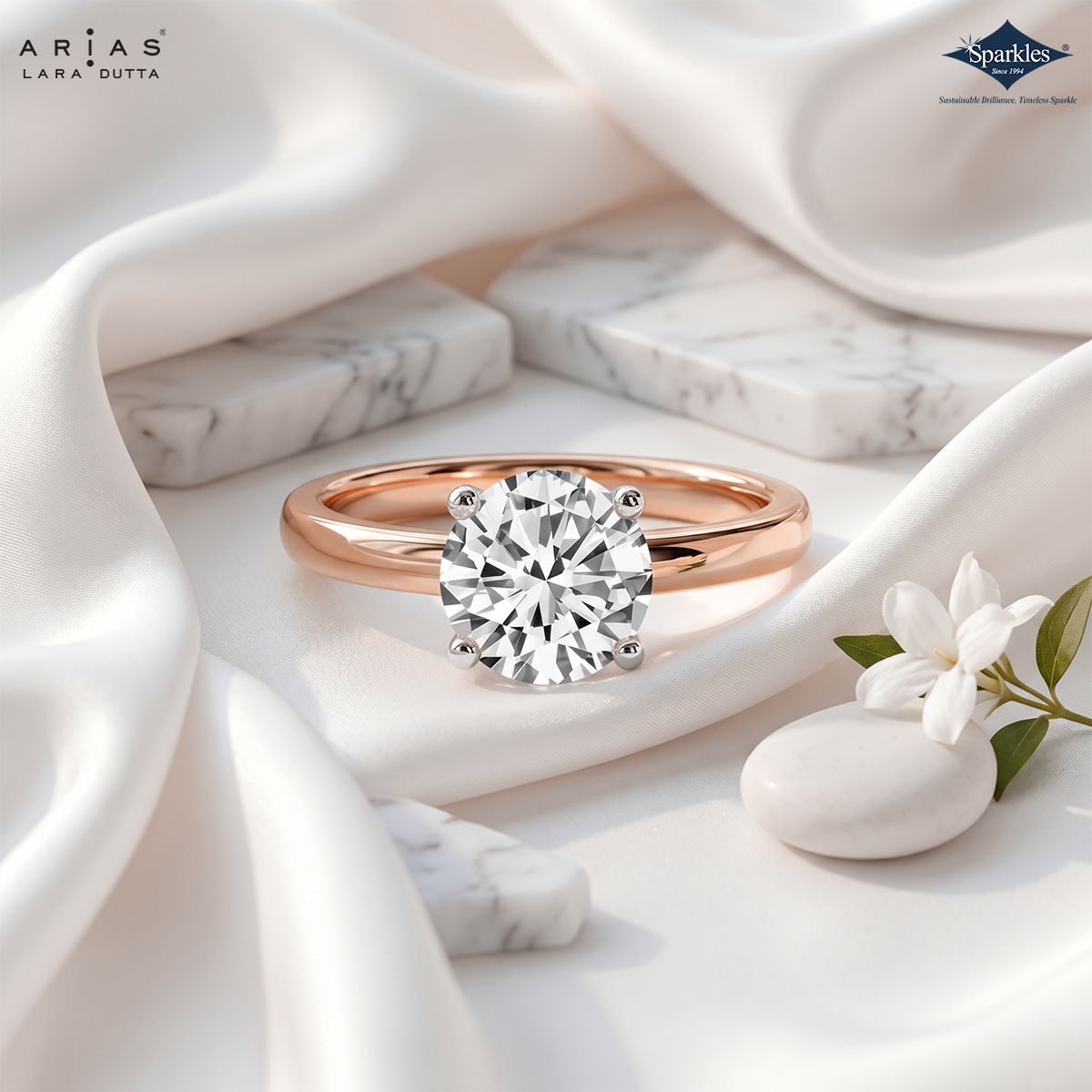 Arias by Lara Dutta Graceful Iconic Solitaire Diamond Engagement Ring