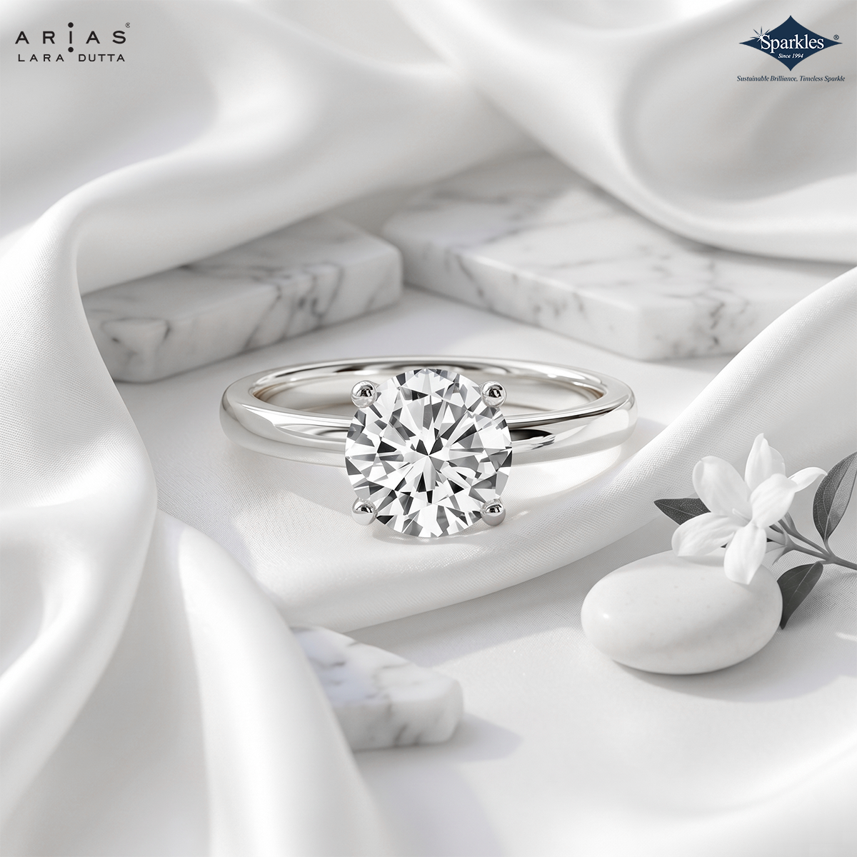 Arias by Lara Dutta Graceful Iconic Solitaire Diamond Engagement Ring