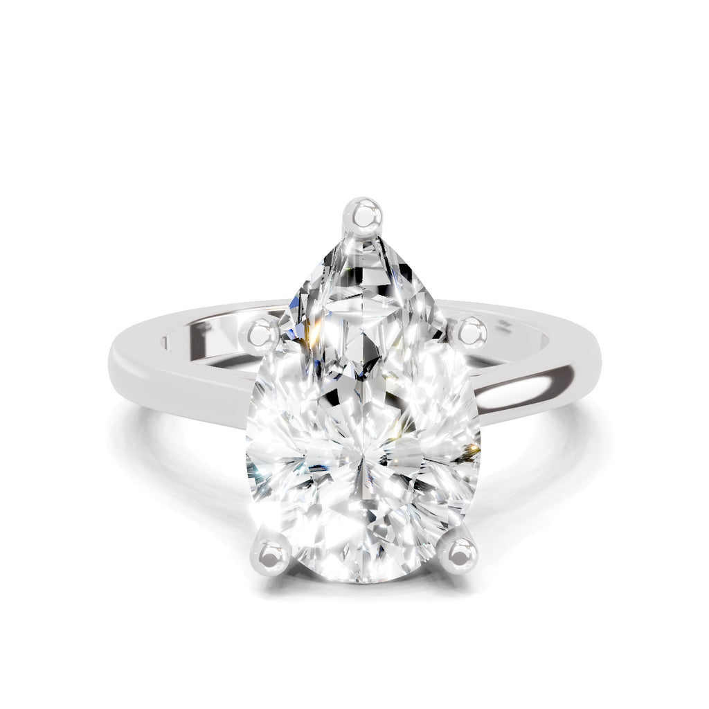 4 Ct Pear Shape Solitaire Diamond Ring