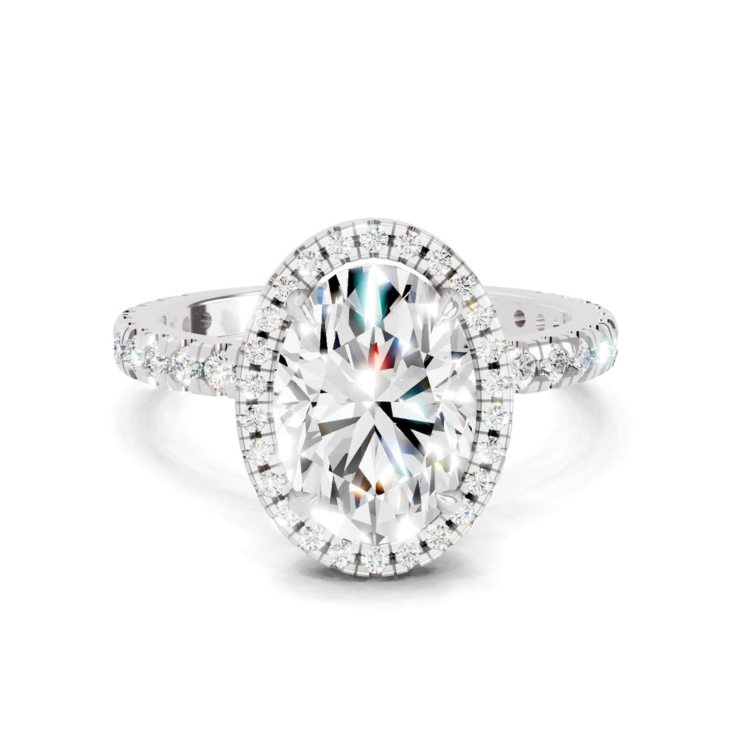 2.6 Ct Oval Shape Halo Diamond Ring