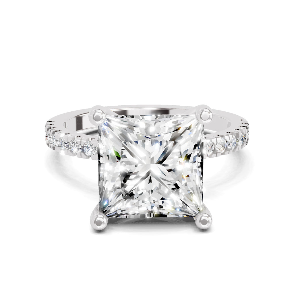 4.22 Ct Princess Shape Solitaire Diamond Ring