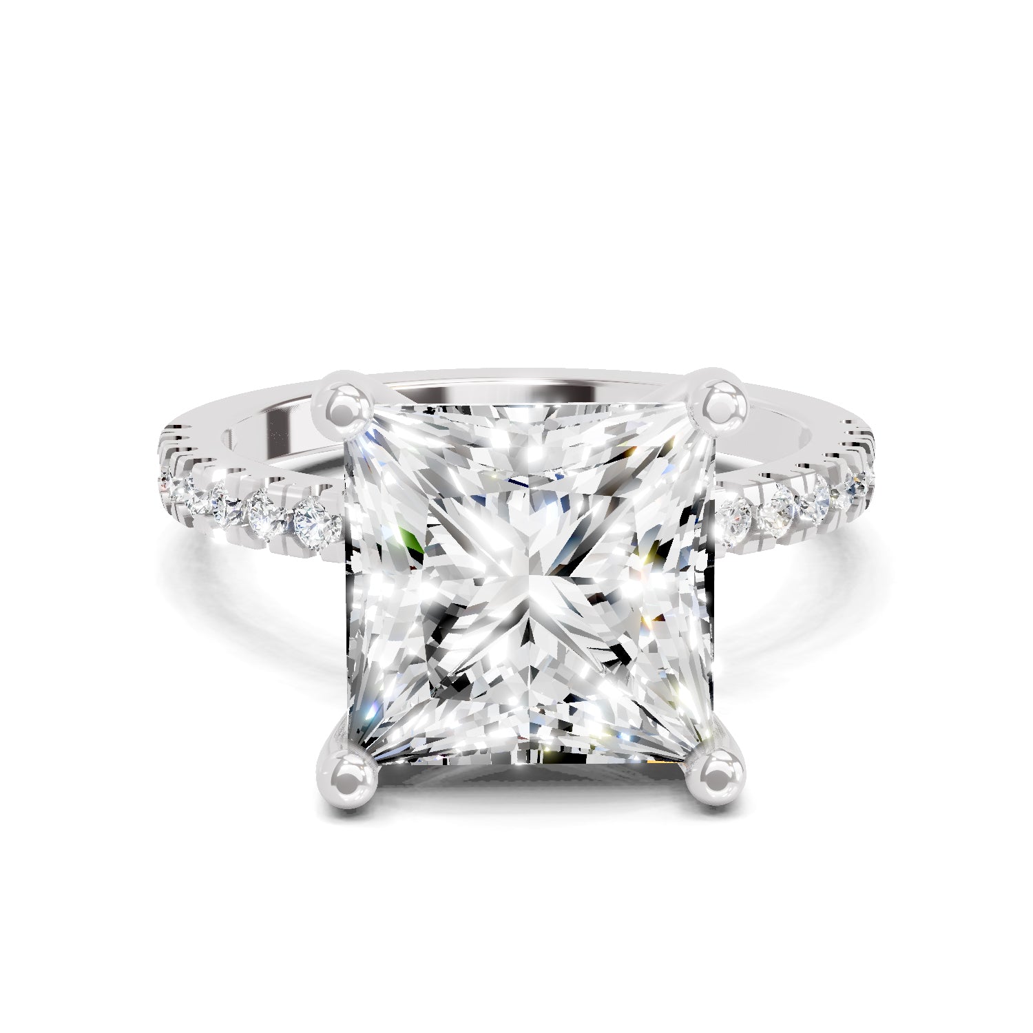 4.22 Ct Princess Shape Solitaire Diamond Ring