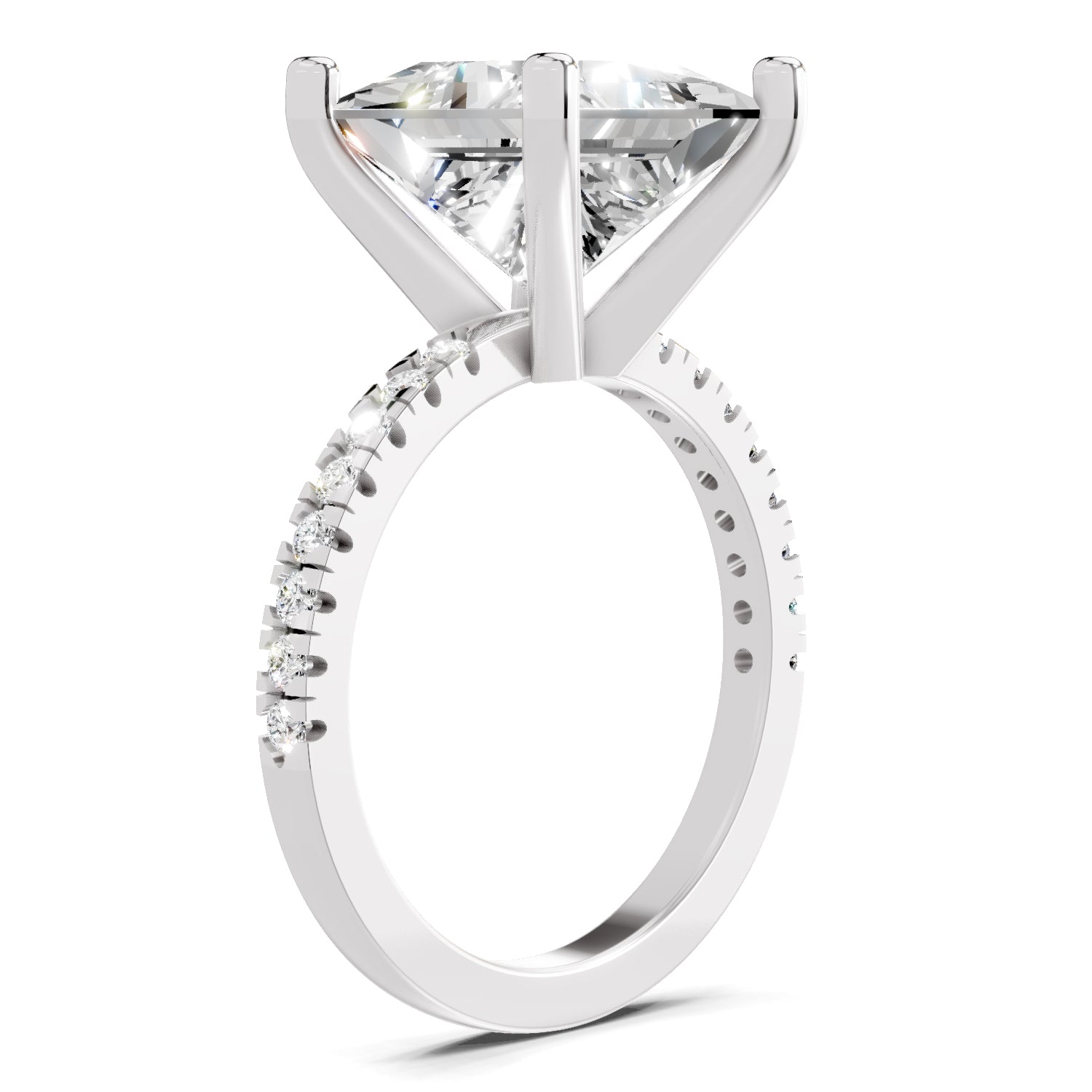 4.22 Ct Princess Shape Solitaire Diamond Ring
