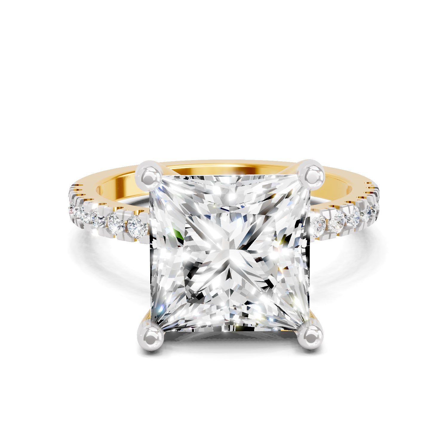 4.22 Ct Princess Shape Solitaire Diamond Ring