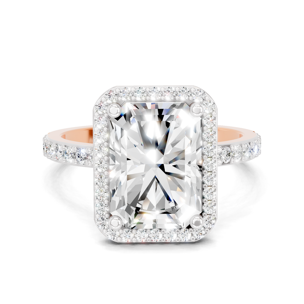 Lab Grown Diamond 5.67 Carat Radiant Cut Halo Engagement Ring 14KW