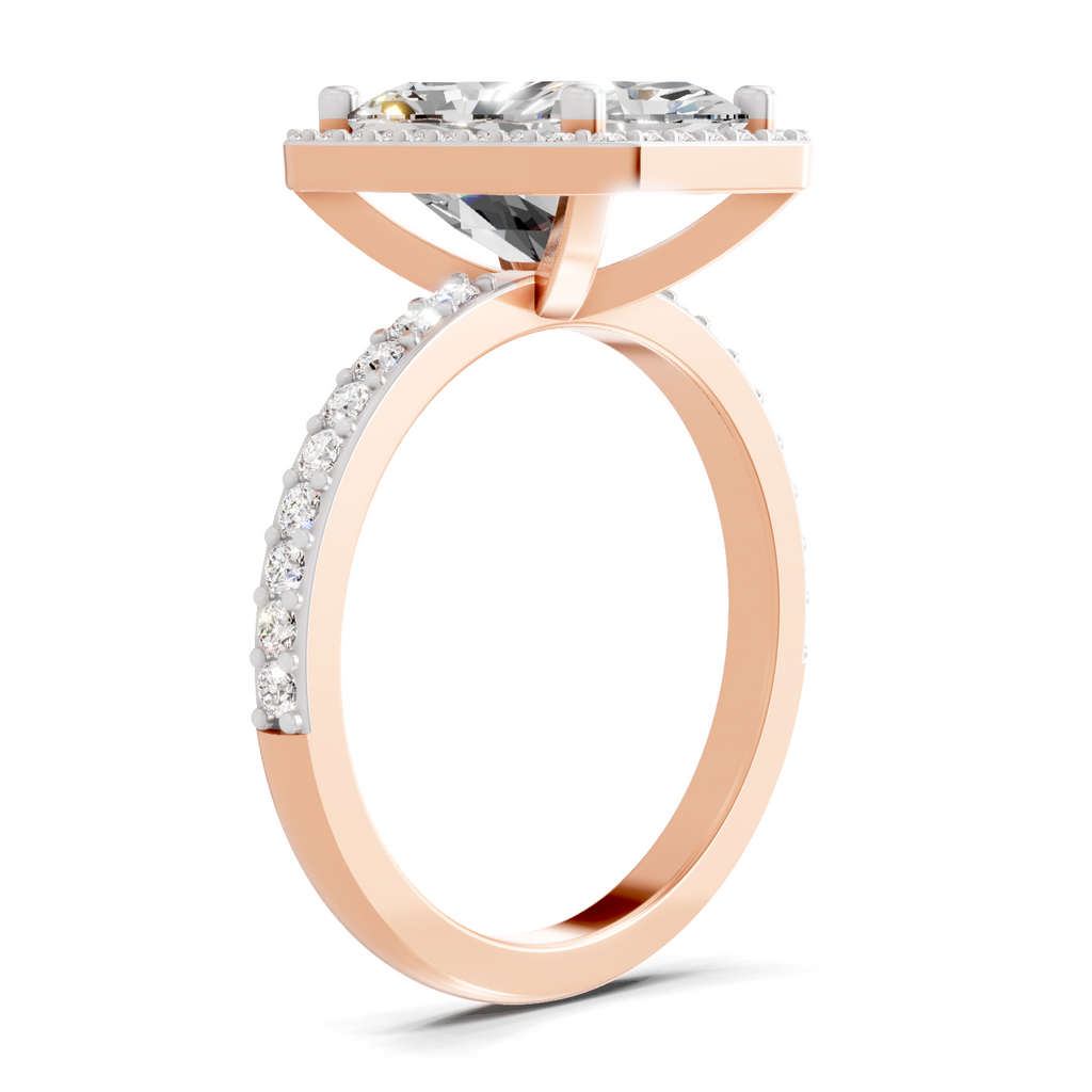 Lab Grown Diamond 5.67 Carat Radiant Cut Halo Engagement Ring 14KW