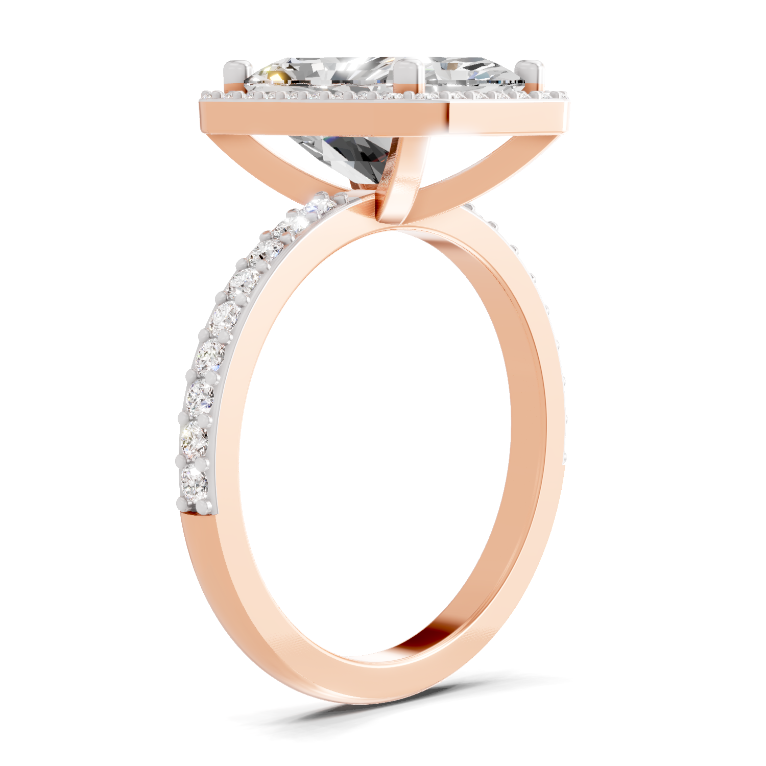 Lab Grown Diamond 5.67 Carat Radiant Cut Halo Engagement Ring 14KW