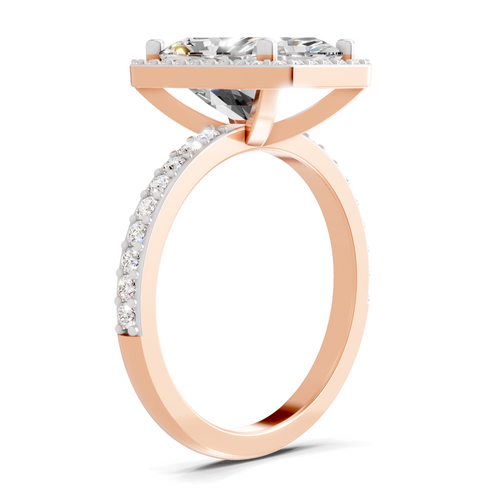 Lab Grown Diamond 5.67 Carat Radiant Cut Halo Engagement Ring 14KW