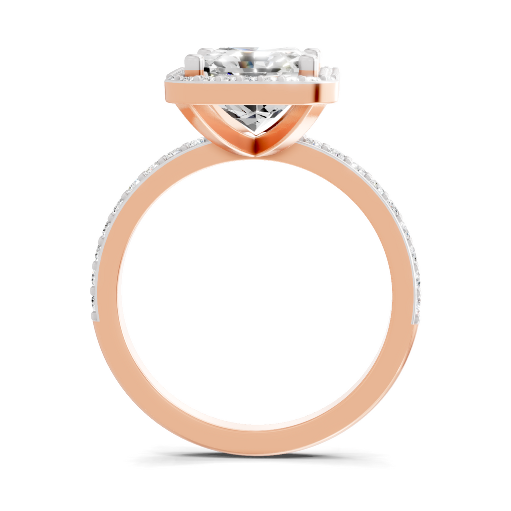 Lab Grown Diamond 5.67 Carat Radiant Cut Halo Engagement Ring 14KW