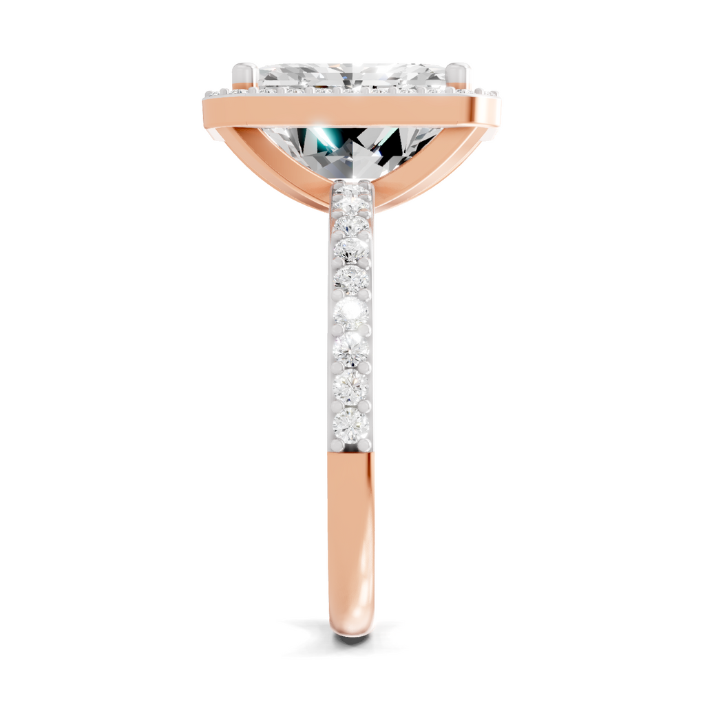 Lab Grown Diamond 5.67 Carat Radiant Cut Halo Engagement Ring 14KW