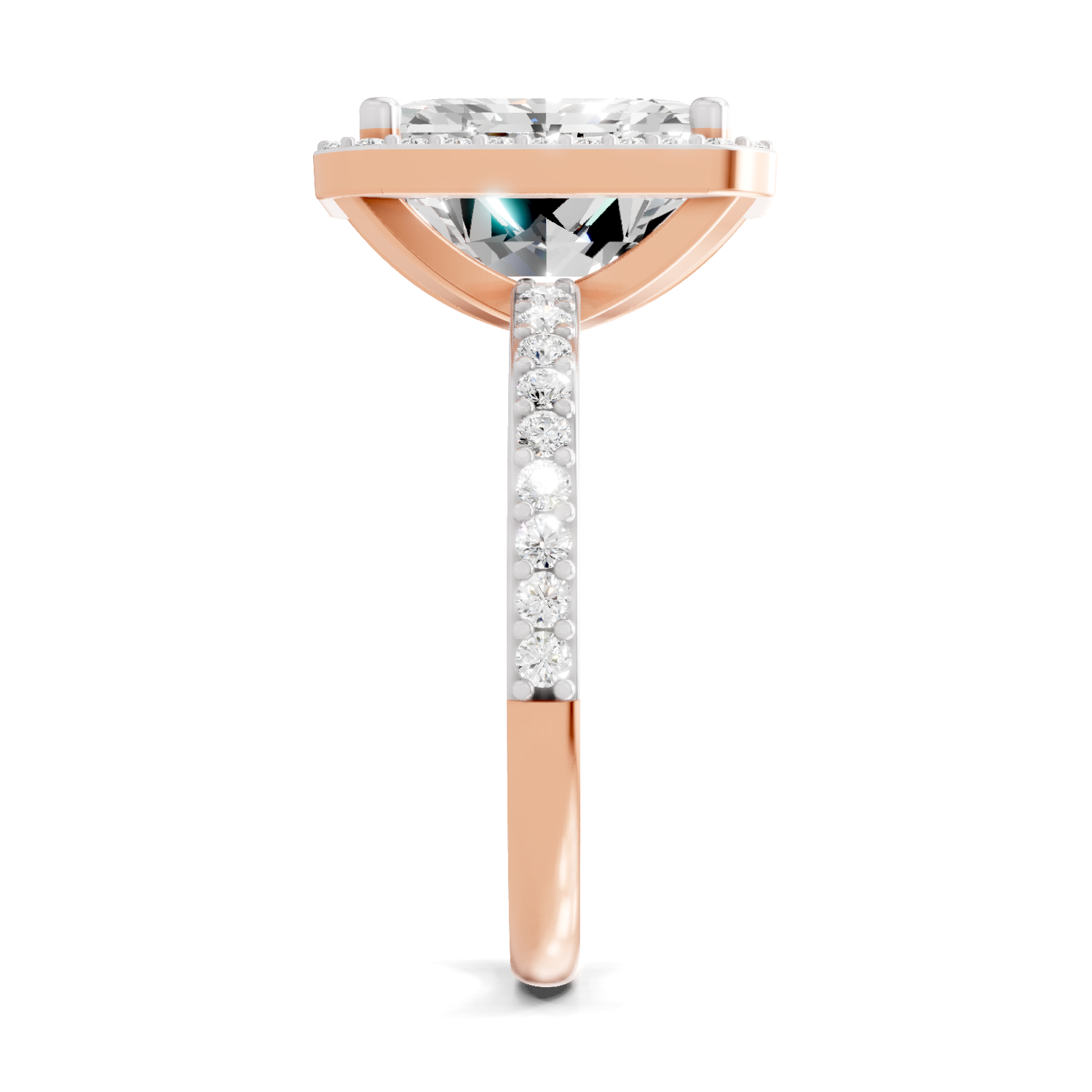 Lab Grown Diamond 5.67 Carat Radiant Cut Halo Engagement Ring 14KW