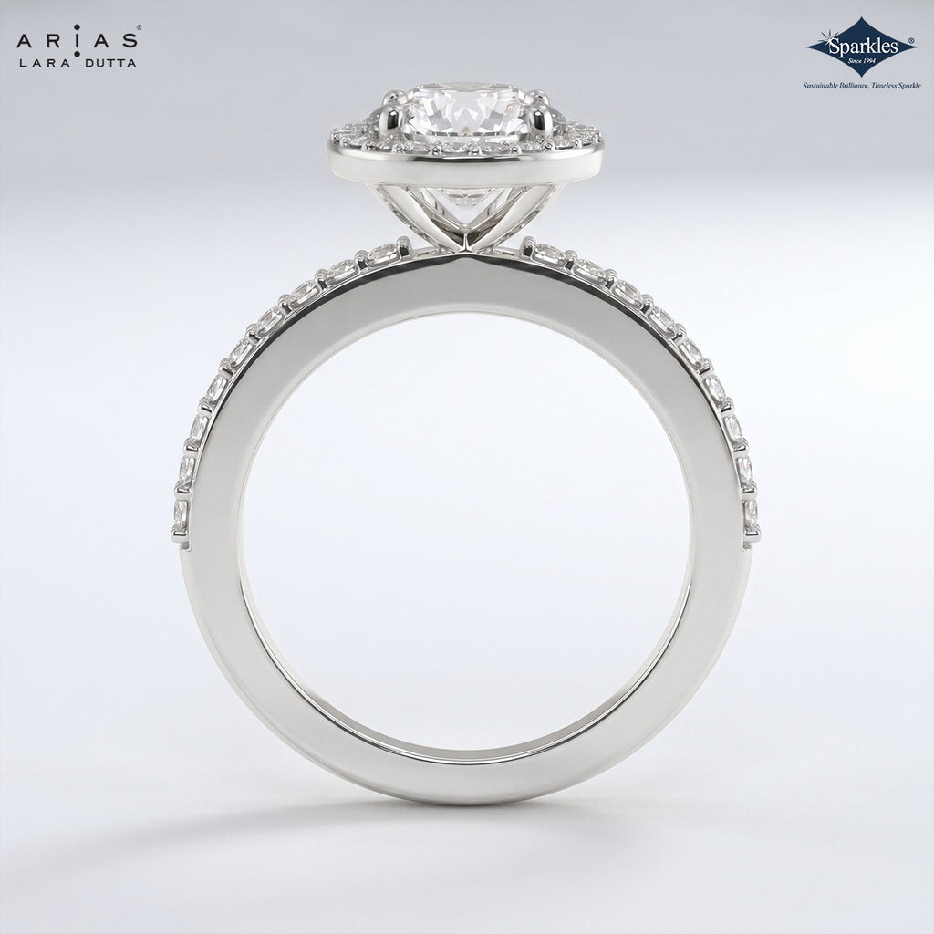 Arias by Lara Dutta Radiant Cut Halo Engagement Ring