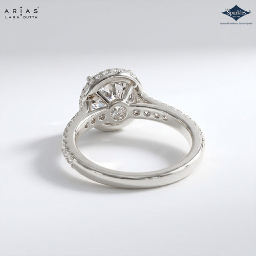 Arias by Lara Dutta Resplendent Radiant-Cut Halo Diamond Engagement Ring
