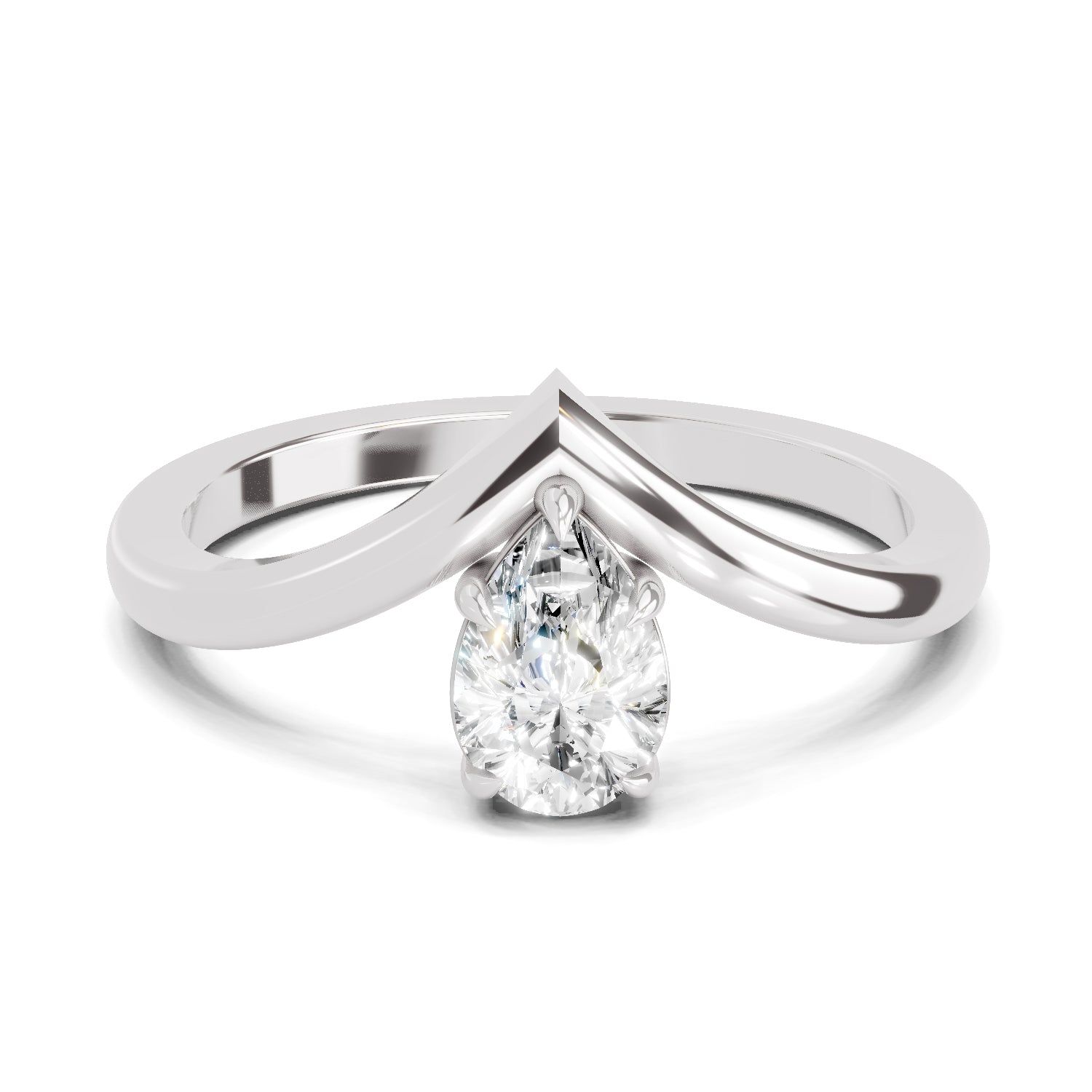 0.5 Ct Pear Shape Solitaire Diamond Ring
