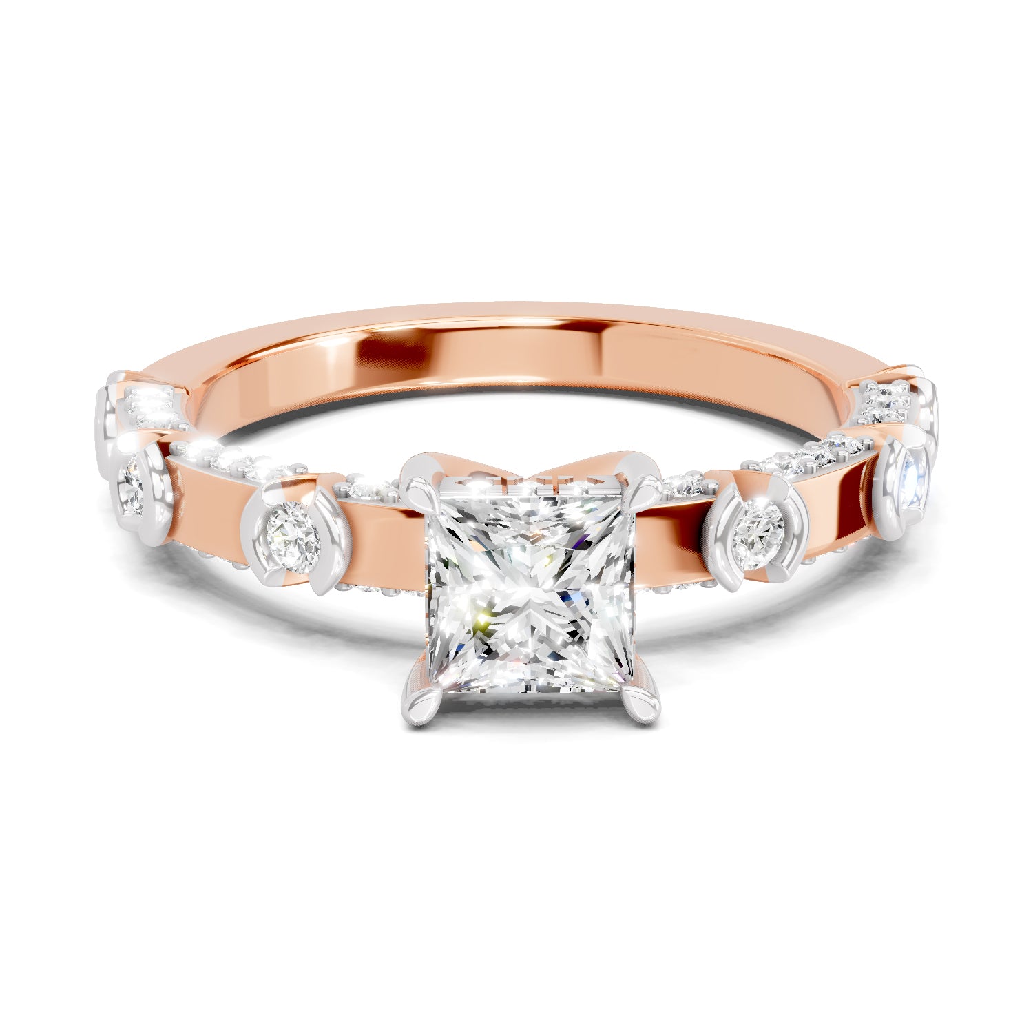 0.89 Ct Princess Shape Solitaire Diamond Ring