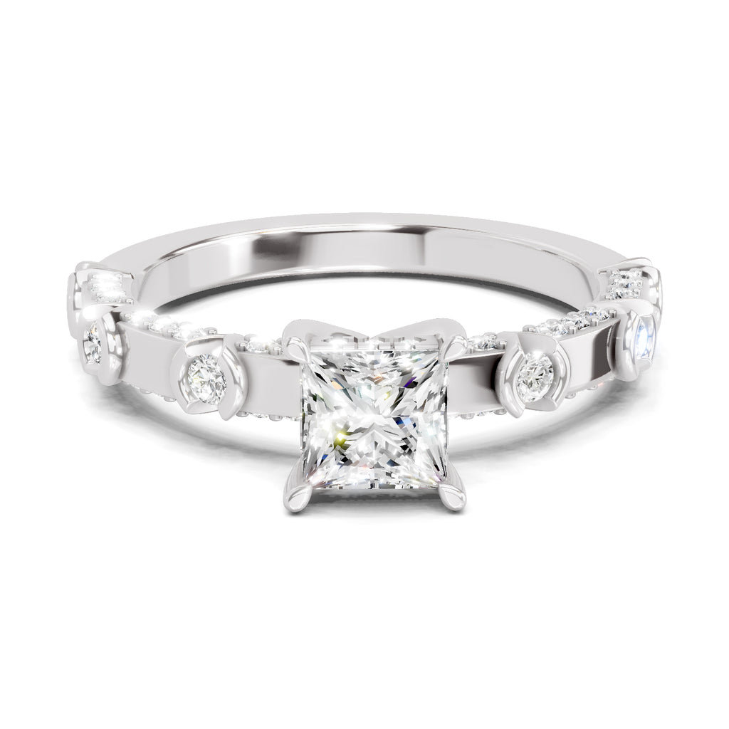 0.89 Ct Princess Shape Solitaire Diamond Ring