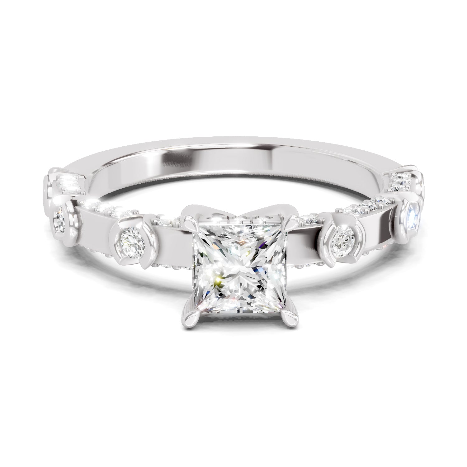 0.89 Ct Princess Shape Solitaire Diamond Ring