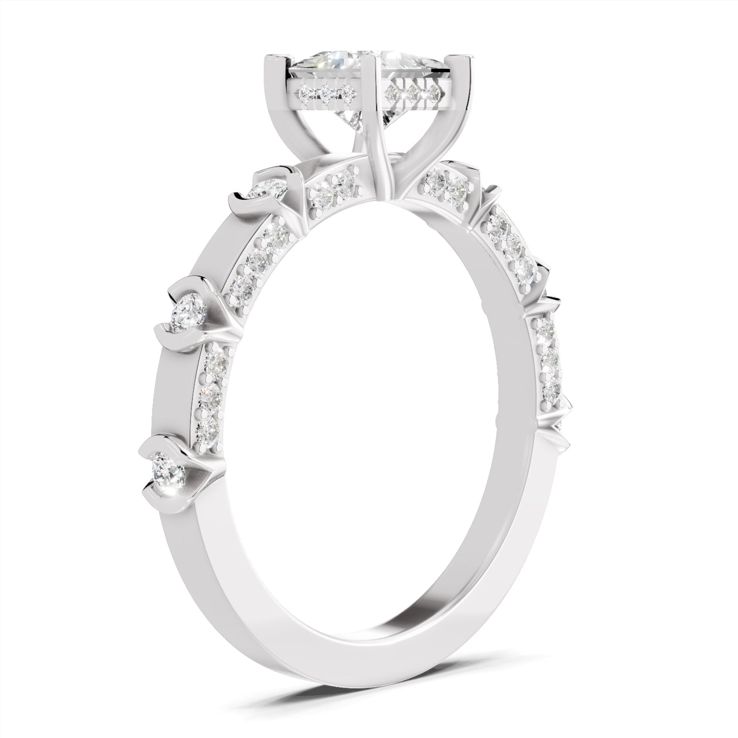 0.89 Ct Princess Shape Solitaire Diamond Ring