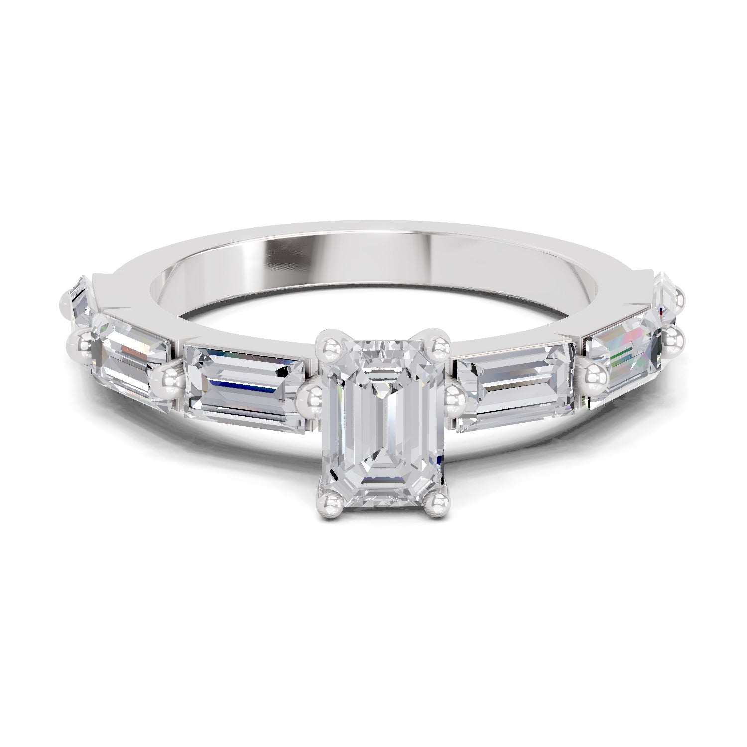 1.4 Ct Emerald Shape Solitaire Diamond Ring