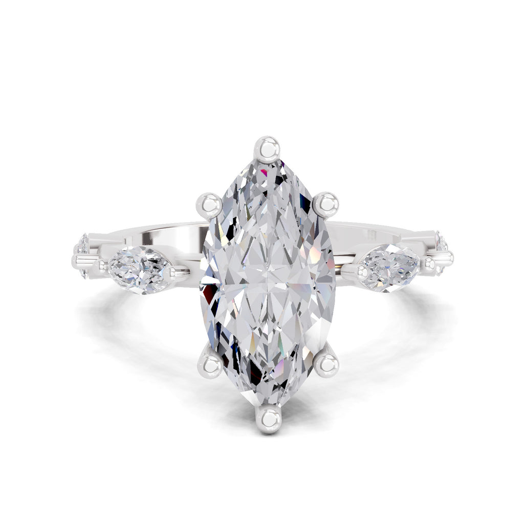 3.6 Ct Marquise Shape Solitaire Diamond Ring