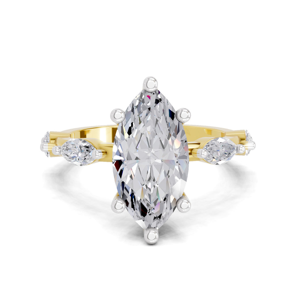 3.6 Ct Marquise Shape Solitaire Diamond Ring
