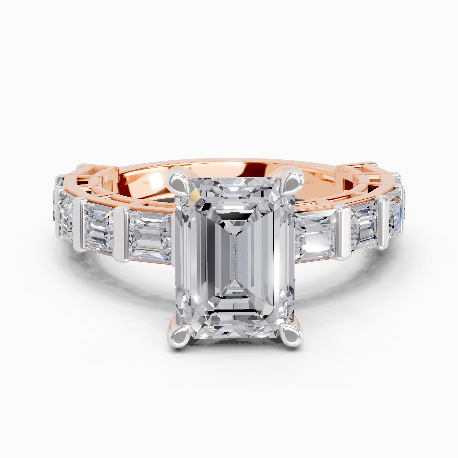 Lab Grown Diamond 3.41 Carat Emerald Diamond Ring 14KW