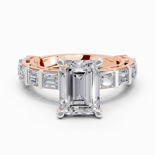 Lab Grown Diamond 3.41 Carat Emerald Diamond Ring 14KW