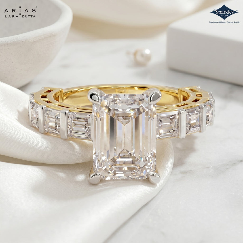 Arias by Lara Dutta Emerald Diamond Ring
