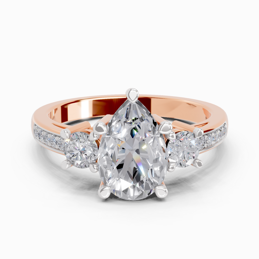 Lab Grown Diamond 2.36 Carat Pear Shape Stone Ring 14KY