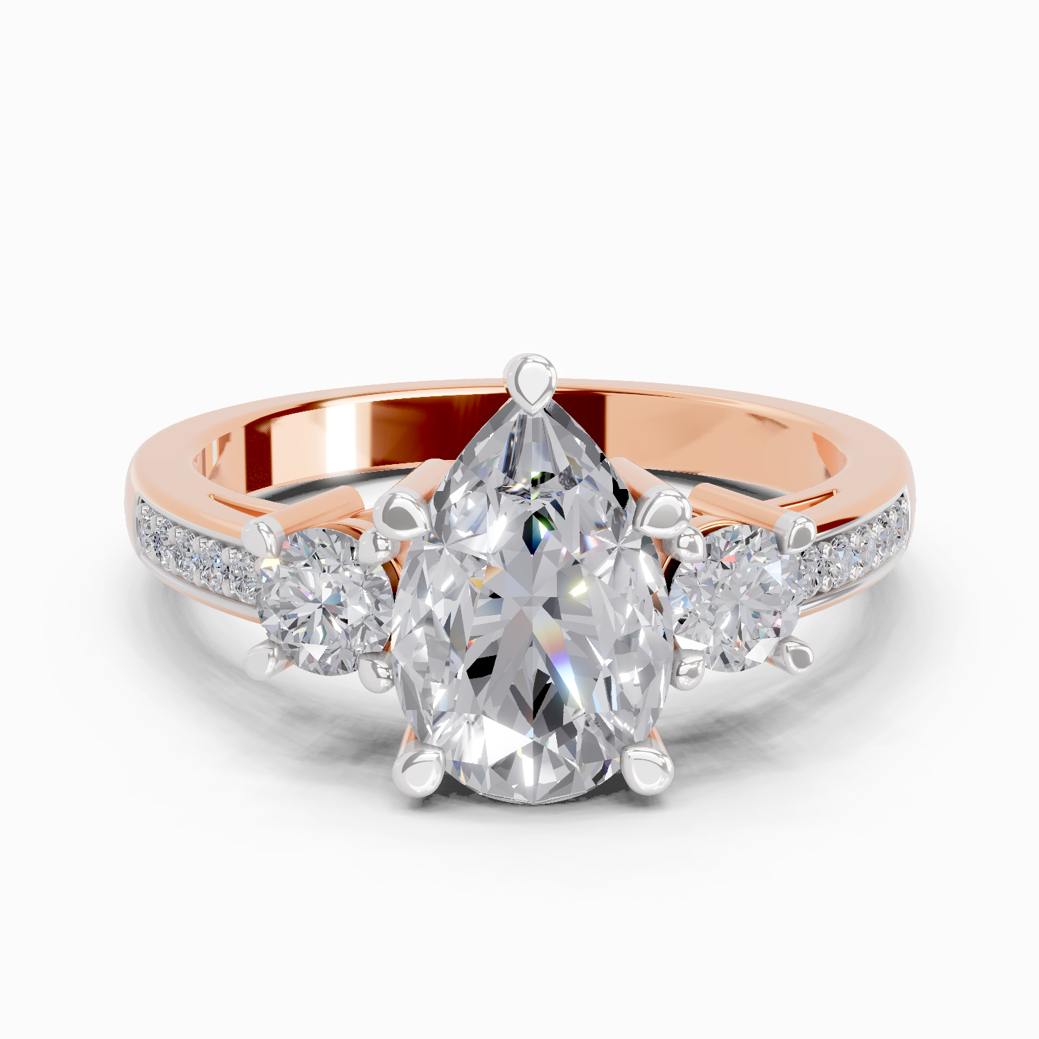 Lab Grown Diamond 2.36 Carat Pear Shape Stone Ring 14KY