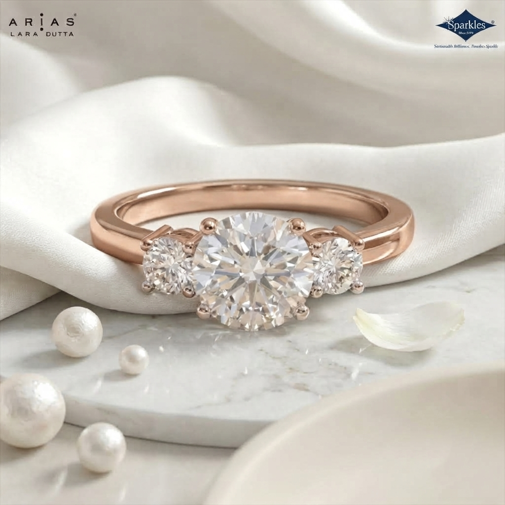 Arias by Lara Dutta Regal Signature Three-Stone Diamond Ring