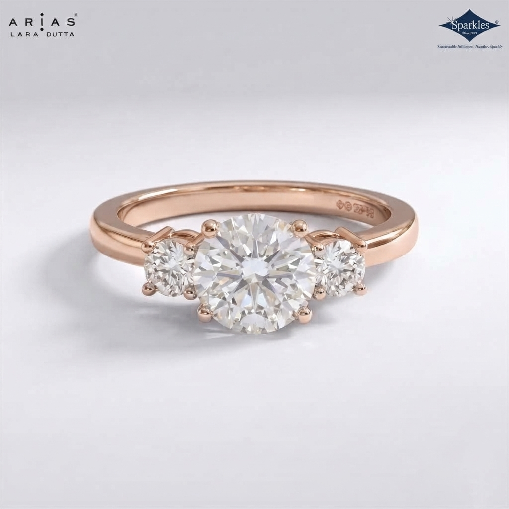 Arias by Lara Dutta Regal Signature Three-Stone Diamond Ring