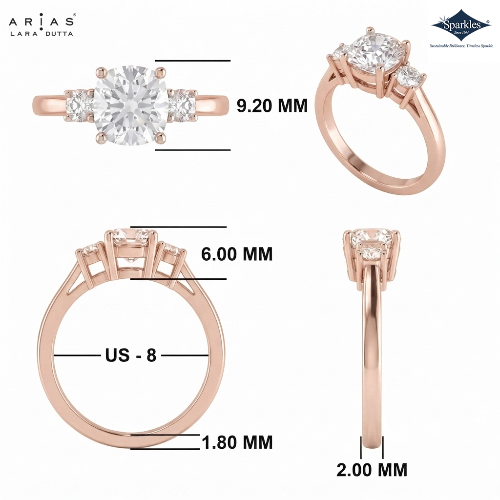 Arias by Lara Dutta Regal Signature Three-Stone Diamond Ring