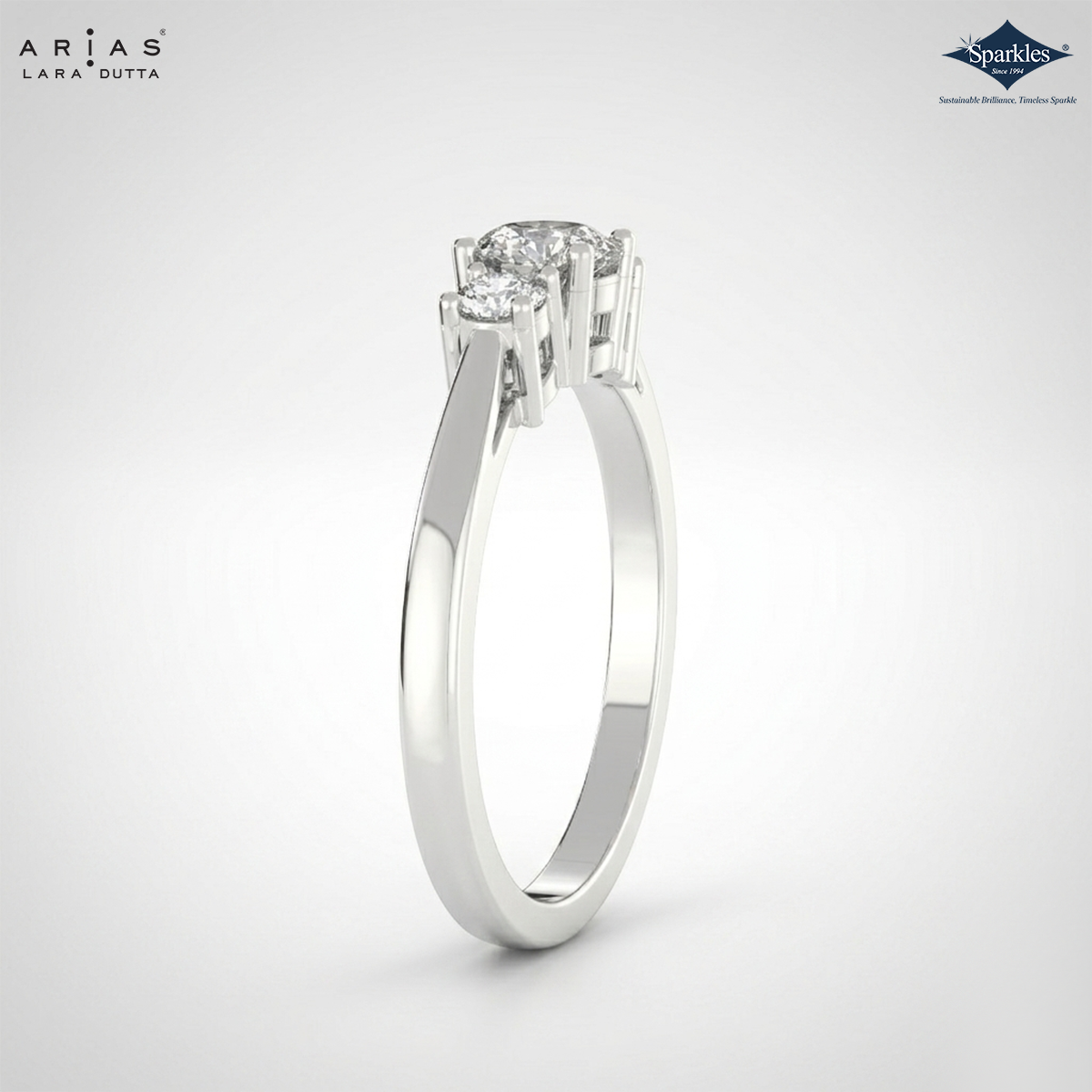 Arias by Lara Dutta Regal Signature Three-Stone Diamond Ring