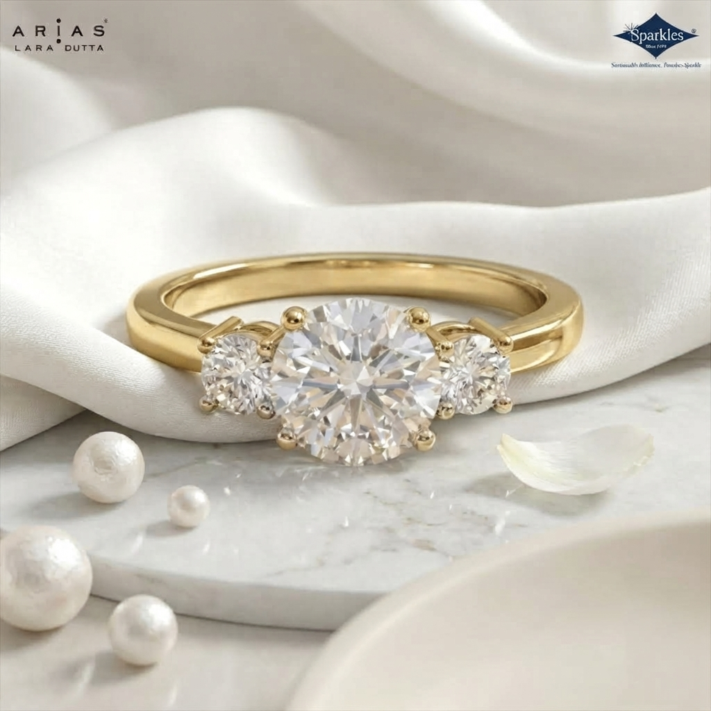 Arias by Lara Dutta Regal Signature Three-Stone Diamond Ring