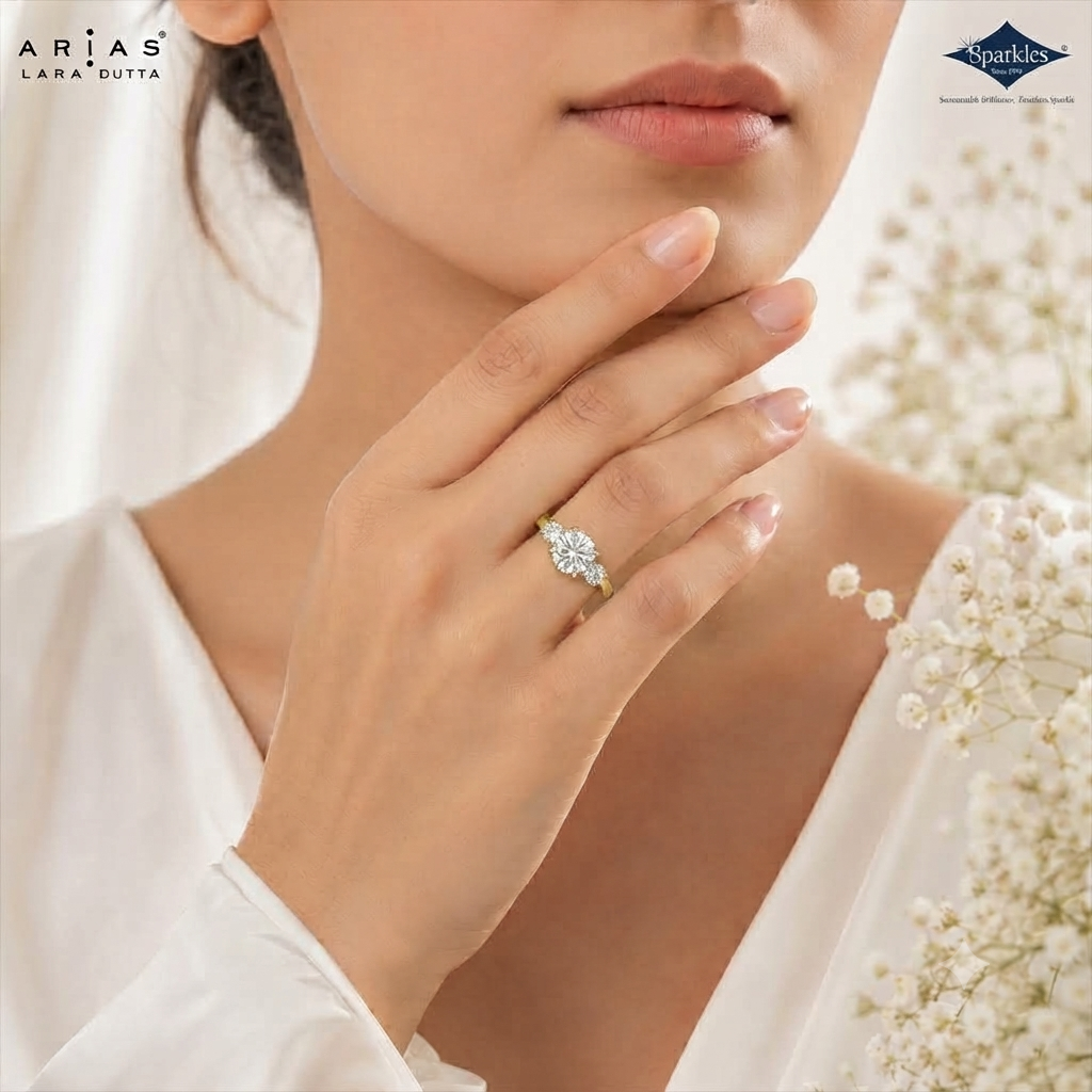 Arias by Lara Dutta Regal Signature Three-Stone Diamond Ring