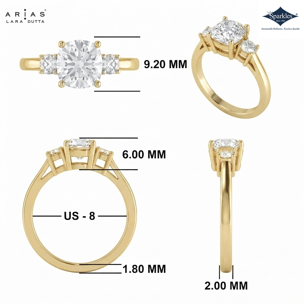 Arias by Lara Dutta Regal Signature Three-Stone Diamond Ring