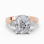 4.23 Carat Cushion Shape Three Stone Engagement Ring