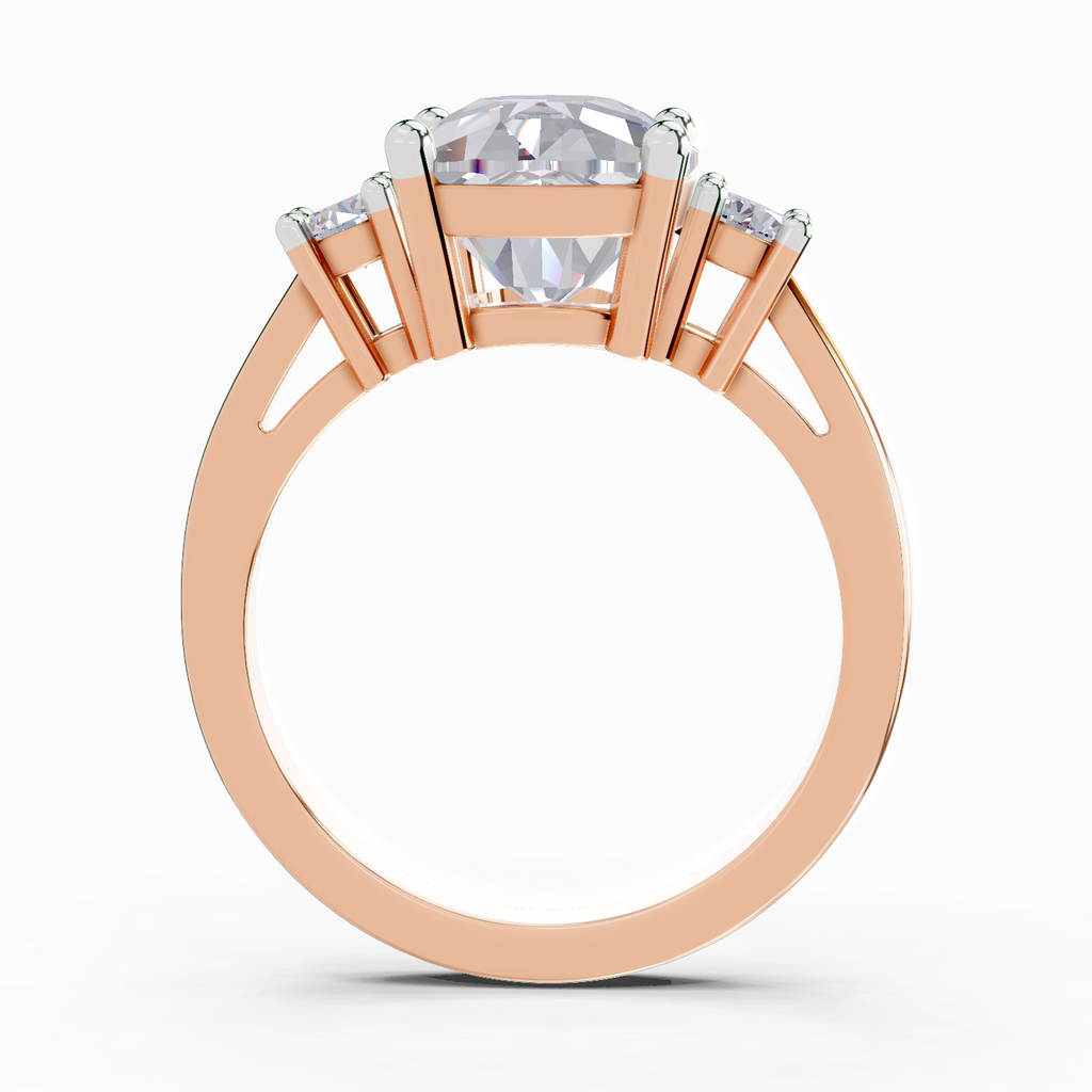 4.23 Carat Cushion Shape Three Stone Engagement Ring