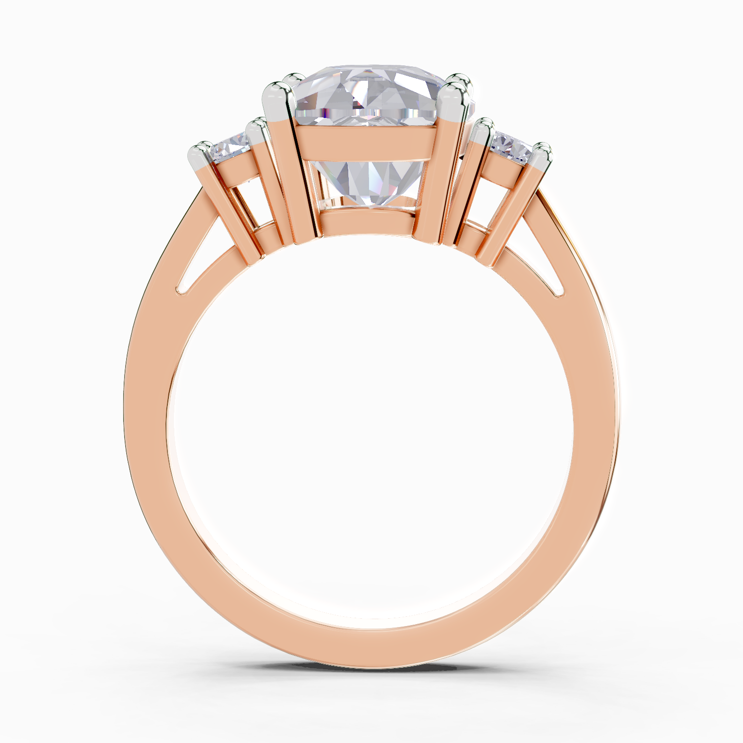4.23 Carat Cushion Shape Three Stone Engagement Ring