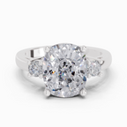 4.23 Carat Cushion Shape Three Stone Engagement Ring