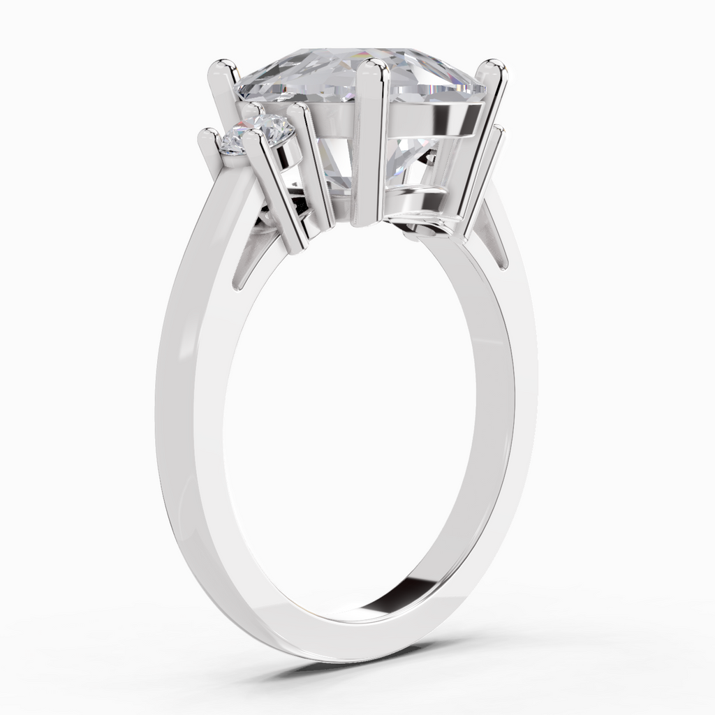 4.23 Carat Cushion Shape Three Stone Engagement Ring